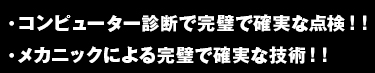 ・コンピューター診断で完璧で確実な点検！！・メカニックによる完璧で確実な技術！！